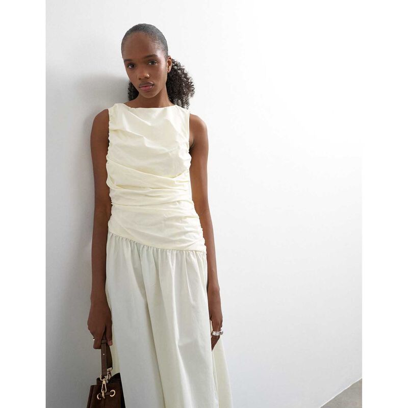 TOPSHOP Caros Poplin Ruched Maxi Dress image number 3